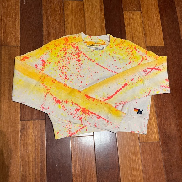 Aviator Nation Artist Collection Cropped Crewneck Sweatshirt - Small - Picture 1 of 3